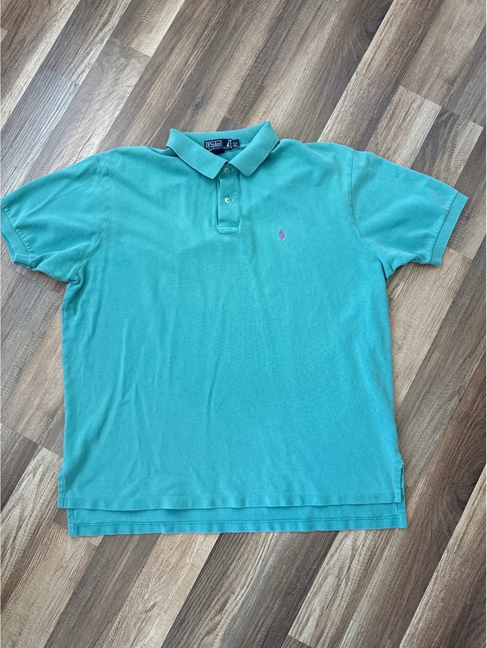 Polo Ralph Lauren Men’s XXL Aqua Blue Cotton Polo Shirt Pink Pony